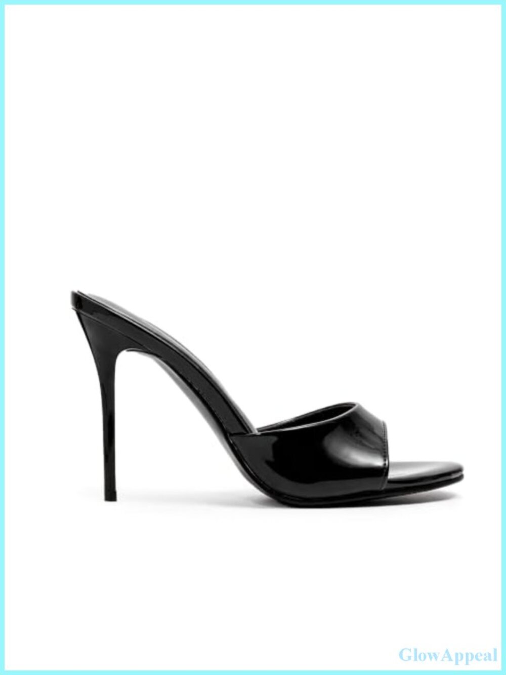 4" Stiletto Heel Mules for Women, Open Toe Backless Slip On Faux Leather Dressy